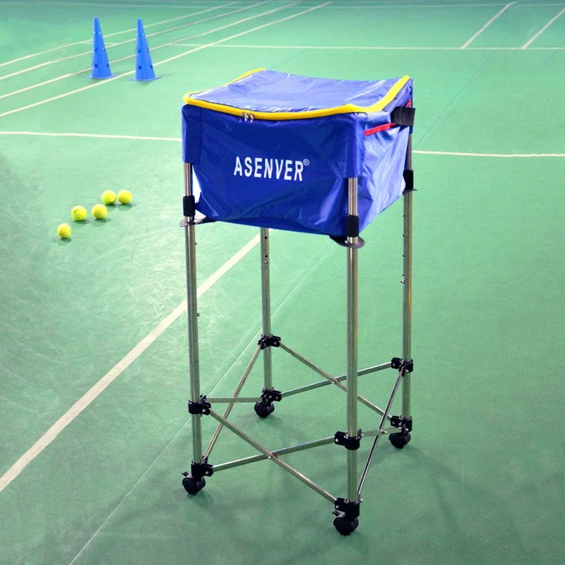 

Tennis Training Device Cart Adjusable Height Tennis Ball Storage Box 160 PCS Softball Baseball Movable Basket Storage Basin