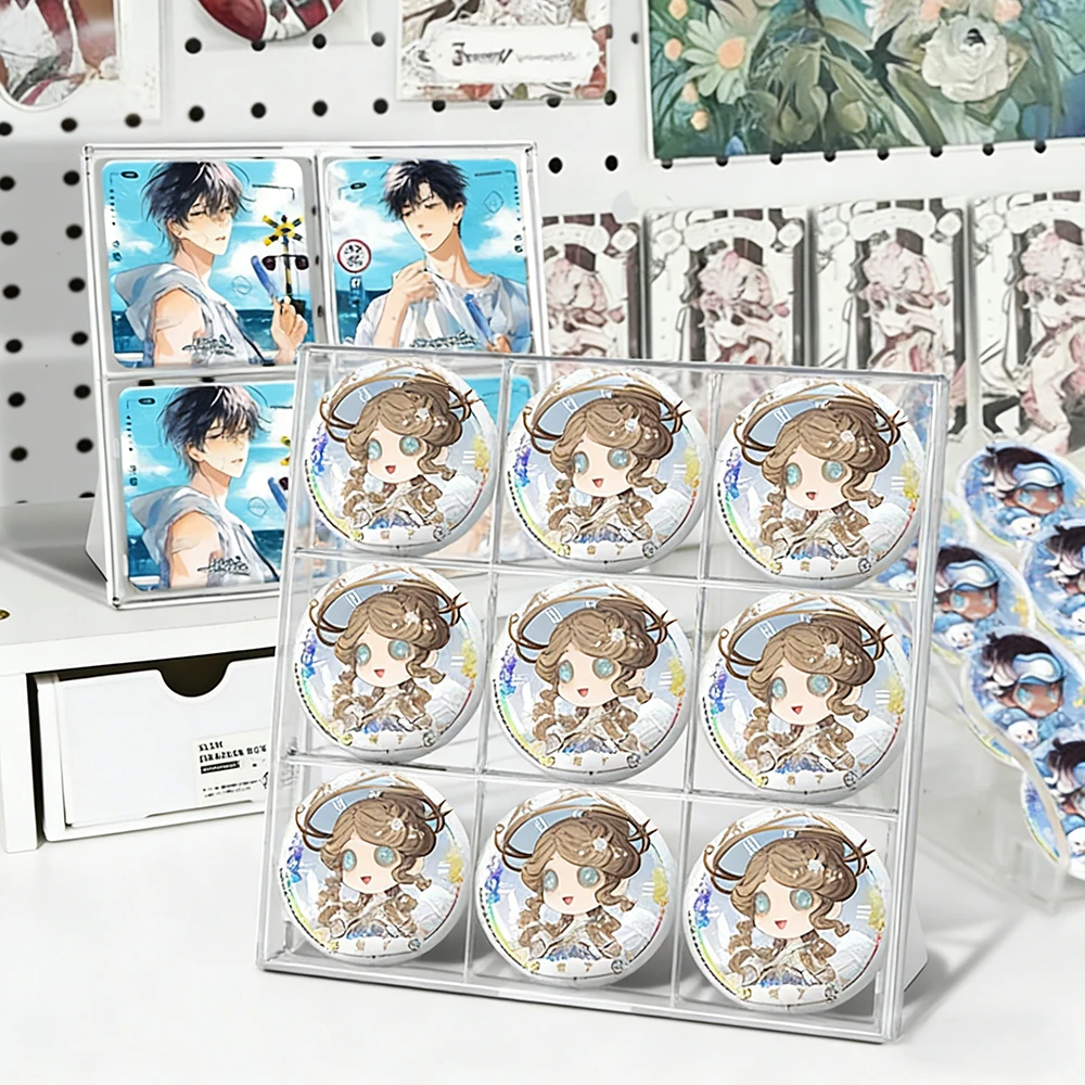75mm Anime Badge Display Box Multi-grid Brooch Pin Storage Case Cartoon Photocard Organizer Collector Display Holder