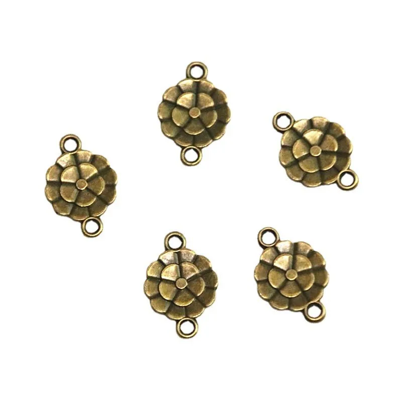 80PCS 18.8*12.8MM Antique Bronze Plated Zinc Alloy Flowers Connector Charms Diy Jewelry Accessories