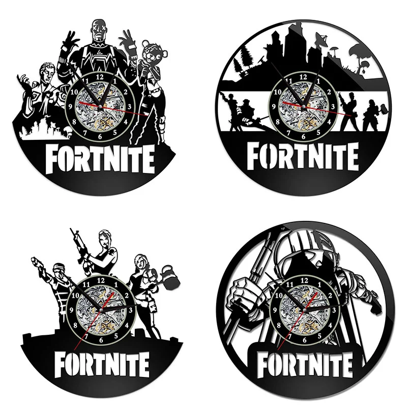 

Fortnite Anime Wall Clock with LED Light Modern Collectibles 3D Retro Vinyl Record Hanging Figure Watch Light Kids Xmas Gift Toy