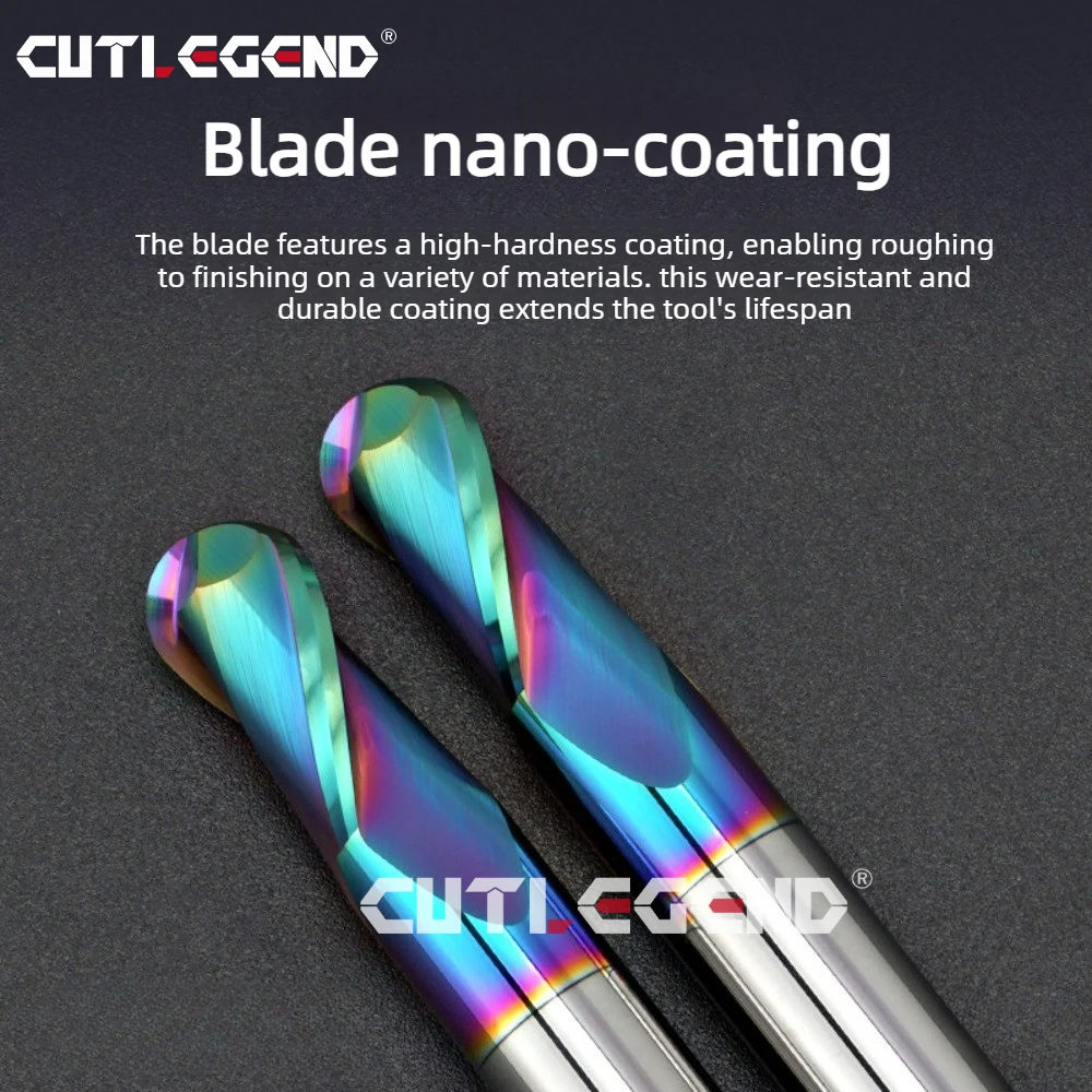 1 Stück Kugelkopf-Schaftfräser mit DLC-Beschichtung aus Wolframkarbid R0.5 R0.55 R0.75 R1 R1.05 R1.5 R2 R2.5 R3 R4 R5.95 R6 für Aluminium und Kupfer – Detail 3