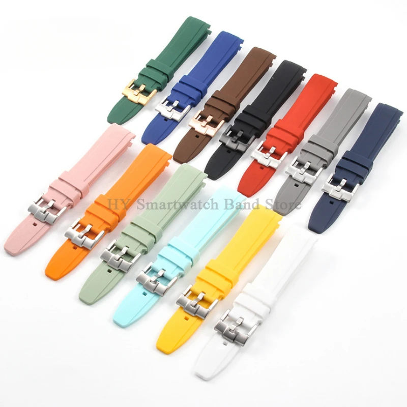 20mm 22mm Silicone Watch Strap for Swatch for Blancpain for Omega Series Rubber Wrist Band Curved End Waterproof Sport Bracelet