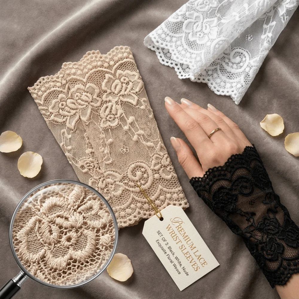 Embroidered Lace Detachable Fake Sleeves Mesh Elastic Lace Fake Sleeves Cuff Sun Protection Hollow Out Wrist Cuffs