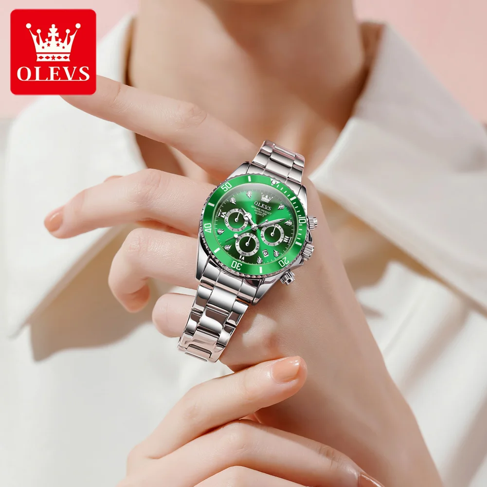 OLEVS 5632 Womens Watch Original Fashion Quartz Watch Multi-function Dial Multifunctional Chronograph Ladies Watch With Box Gift