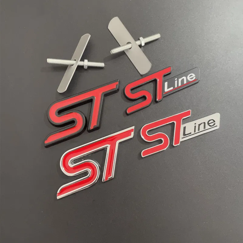 New 3D Metal Logo ST Line Grill Emblem Car Trunk Badge For Ford Edge Puma Kuga Mondeo Fiesta Ecosport Focus Sticker Accessories