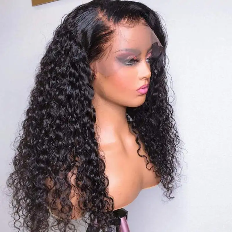 

Glueless Long 180Density 26“ Soft Naural Black Kinky Curly Lace Front Wig For Women BabyHair Preplucked Heat Resistant Daily