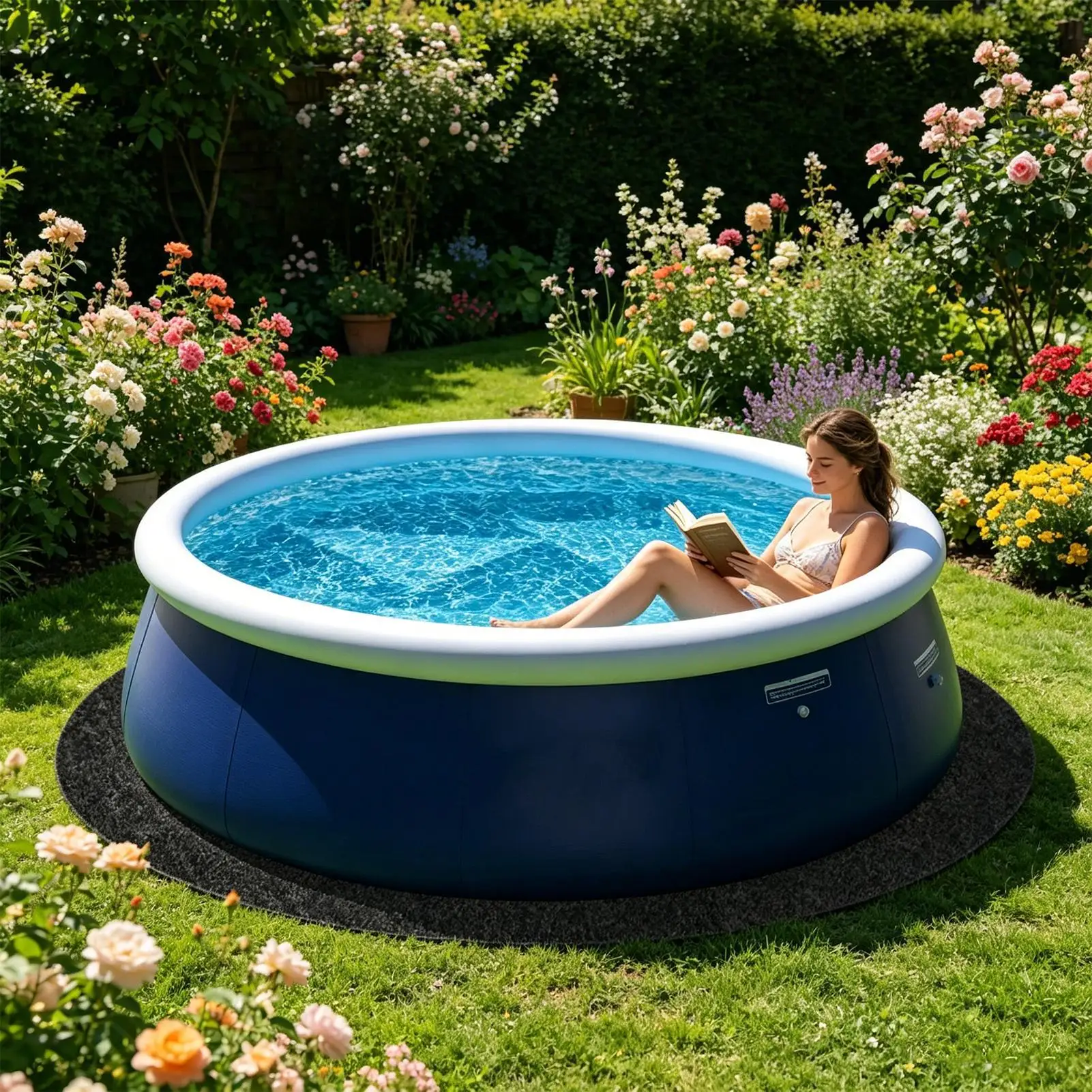 Round Pool Liner Pad AboveGround Pools Protector Mat Pool Bottom Liner Heavy Duty for Outdoor Lawn Camping Summer