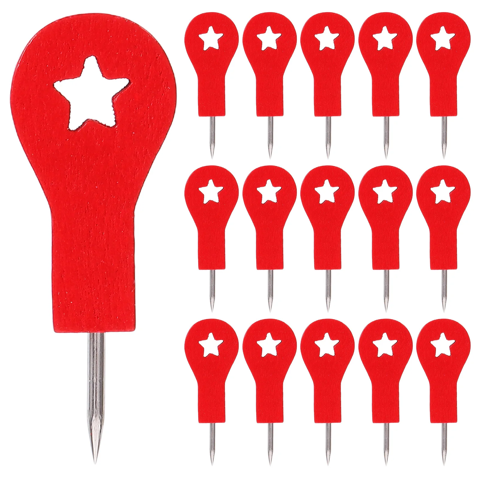 

50 Pcs Bulletin Board Wooden Arrow Pins Christmas Decorative Thumb Tacks Sand Table Flag Push for Map Red Cork Travel