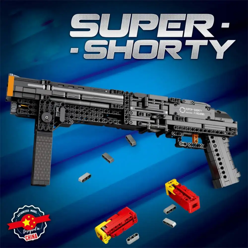 Super Shorty Shotgun Model Building Block Set, 882 Pcs Military Gun Toy Kit, Creative Birthday Gift for Adults Kids Boys 14+