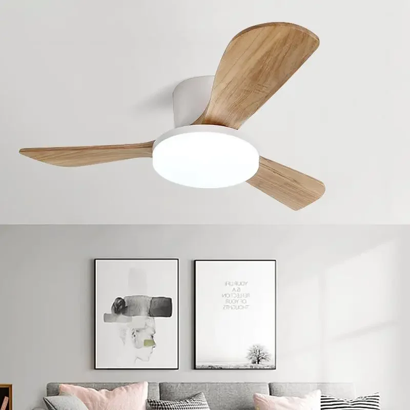 

Smart Wood Ceiling Fans With Light 42 52 Inch DC 35W Led Light Remote Control Living Bedroom Ceiling Fan With Lights