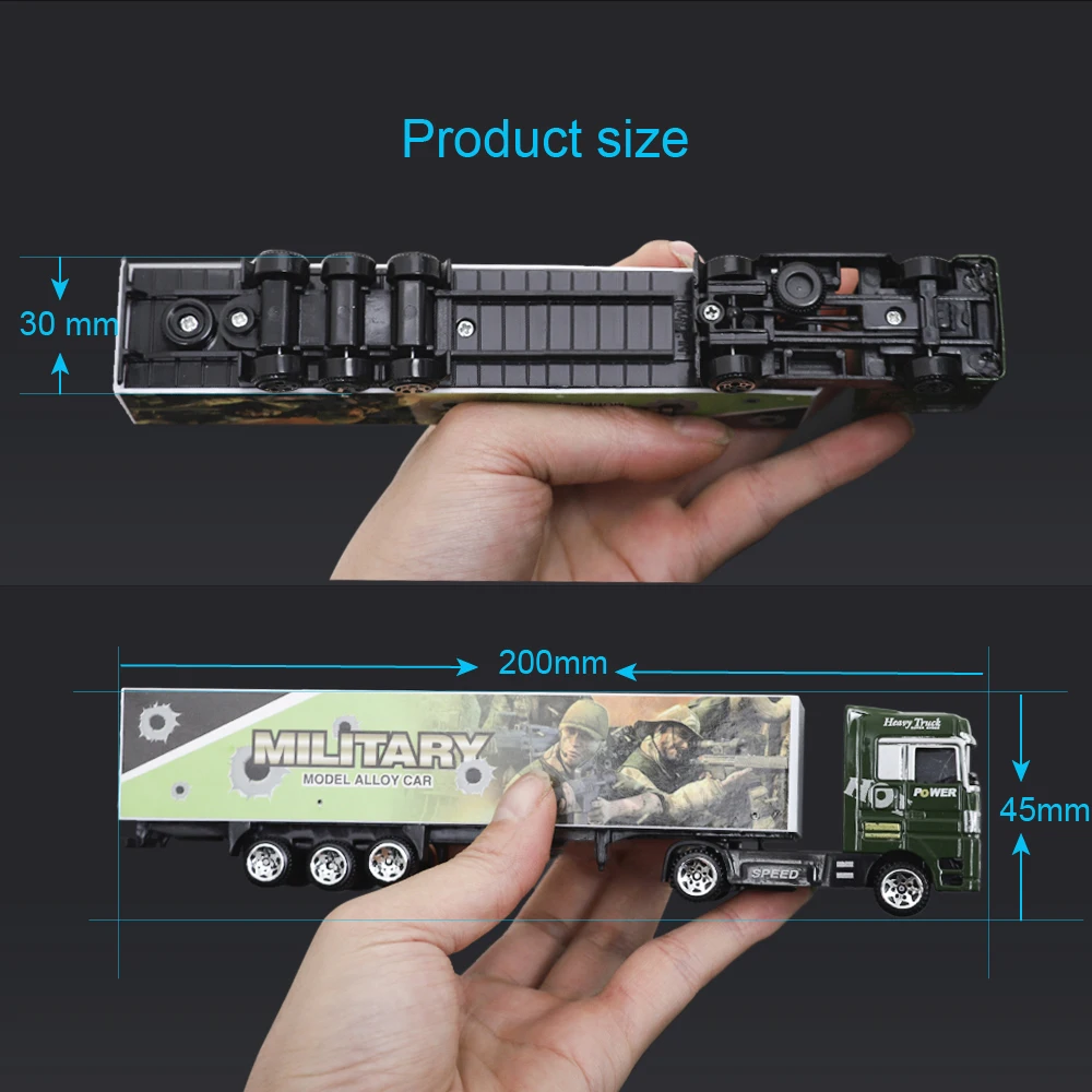 Vehículo de transporte de simulación a escala Ho, modelo 1:87, camión contenedor en miniatura no luminoso, coches de plástico de aleación, juguetes para Diorama, 4 Uds.