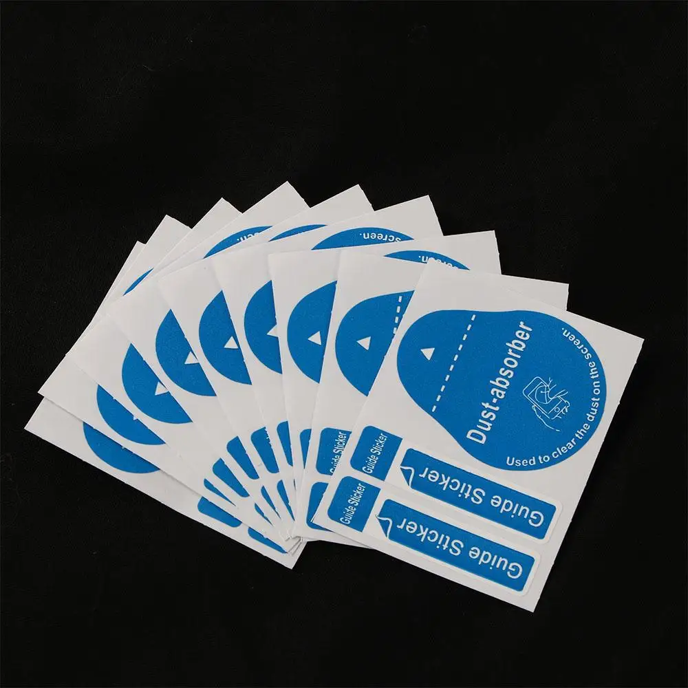 50pcs Blue Dust Removal Phone Screen Cleaning Tool All Phones 3 in 1 Dust-absorber + Guide Sticker Clear Dust on Screen