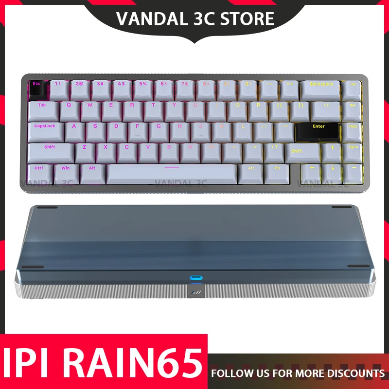 

Ipi Rain65 Magnetic Switch Mechanical Keyboard Aluminium Alloy 8000hz Return Rate Gaming Keyboard Three Mode Keyboard Gamer Gift