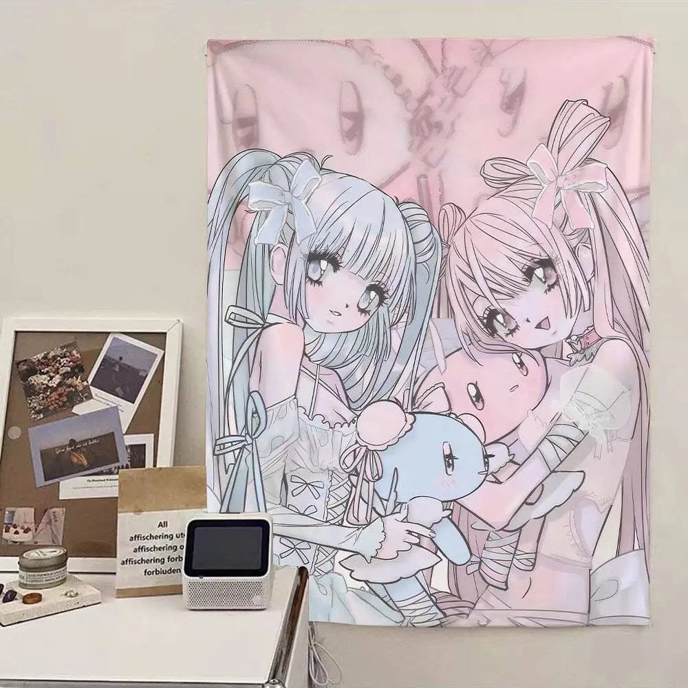VIKAMA Japanese-Style Girl'S 2D Tapestry, Sweet And Cool Girl'S Home Decoration For The Living Room Background Fabric