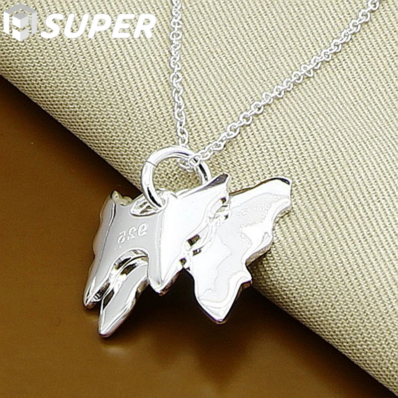 

925 Sterling Silver 18 Inch Chain Two Butterfly Pendant Necklace For Women Wedding Engagement Fashion Charm Jewelry