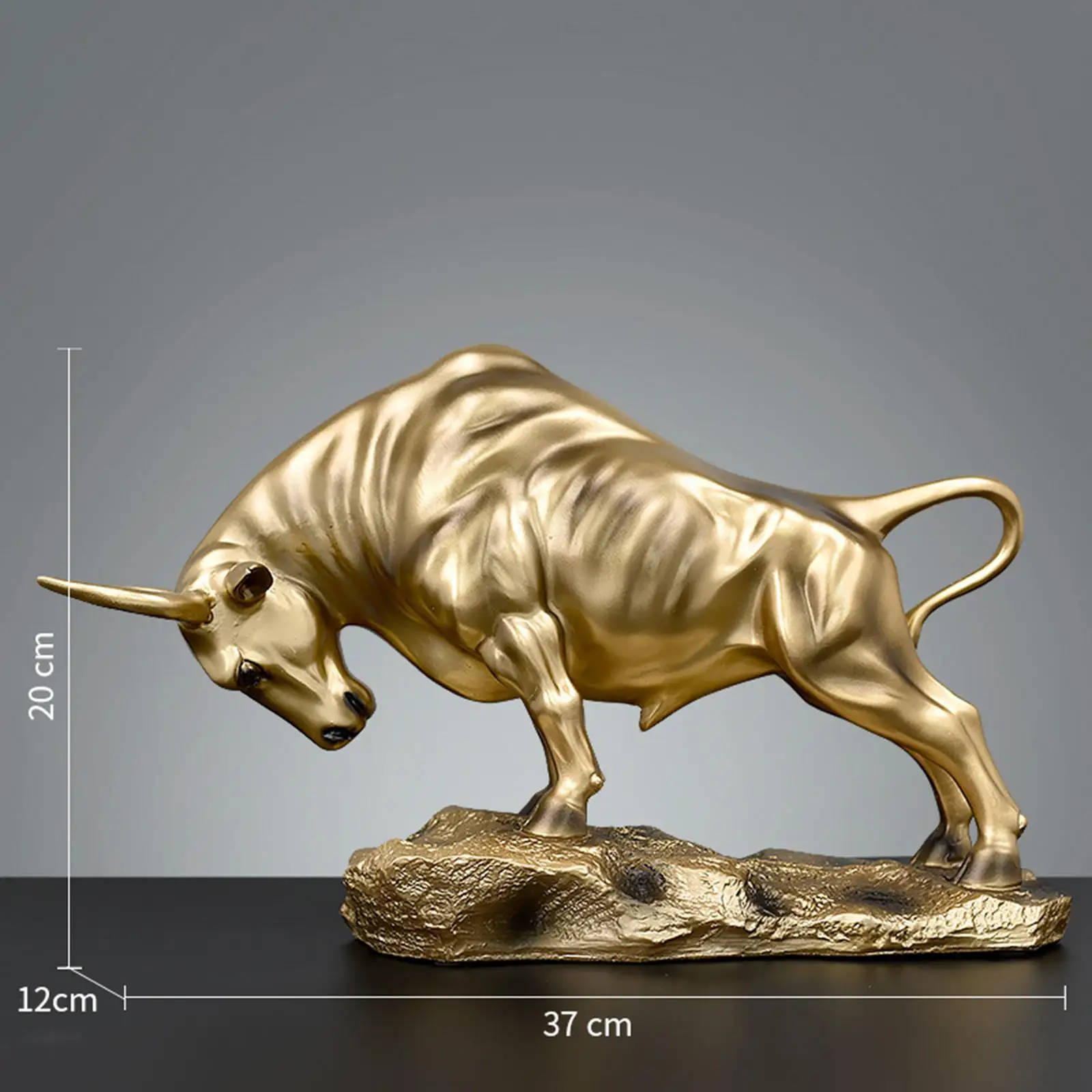 Modern Bull Figurine Cattle Statue Feng Shui Animal Sculpture Collection Crafts for Living Room Office Tabletop Home Decoration