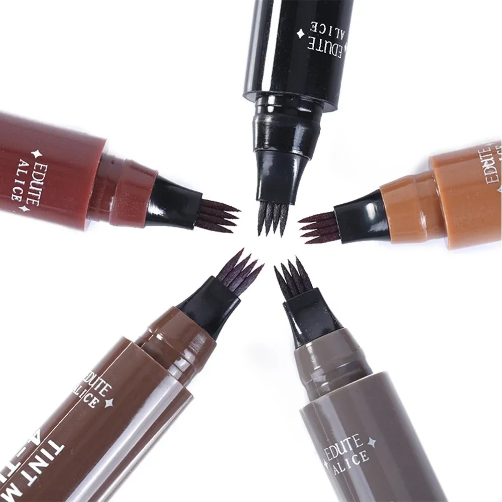 Penna per sopracciglia a 5 colori punta a forcella impermeabile 4 punti matita per tatuaggio per sopracciglia matita per sopracciglia liquida professionale a lunga durata