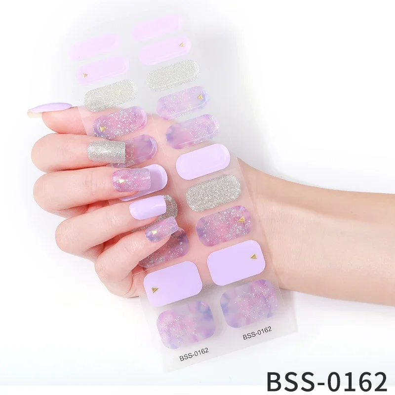 3d Vergulde Bloem Uv Fototherapie Semi-Genezen Gel Nagelsticker Set Voor UV-Lamp Effen Kleur Manicure Diy Vrouwen Gellae Nagelsticker