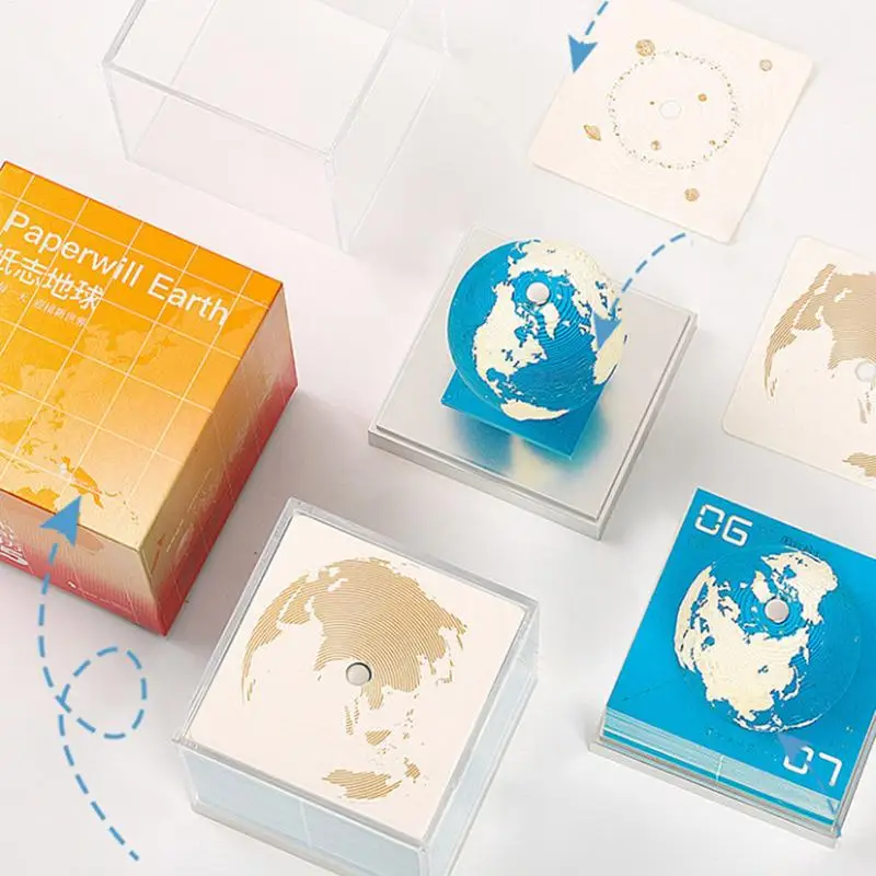 Earth Calendar 2025 Tear Away Calendar 3D Calendar 3D Earth Time Piece Calendar Sticky Notes 2025 Calendar Paper Carving Art