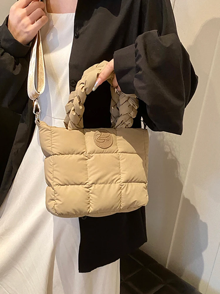 

Ele женская пуховая хлопковая сумка 2022, осень-зима, новая простая сумка через плечо Sle с широким плечевым ремнем