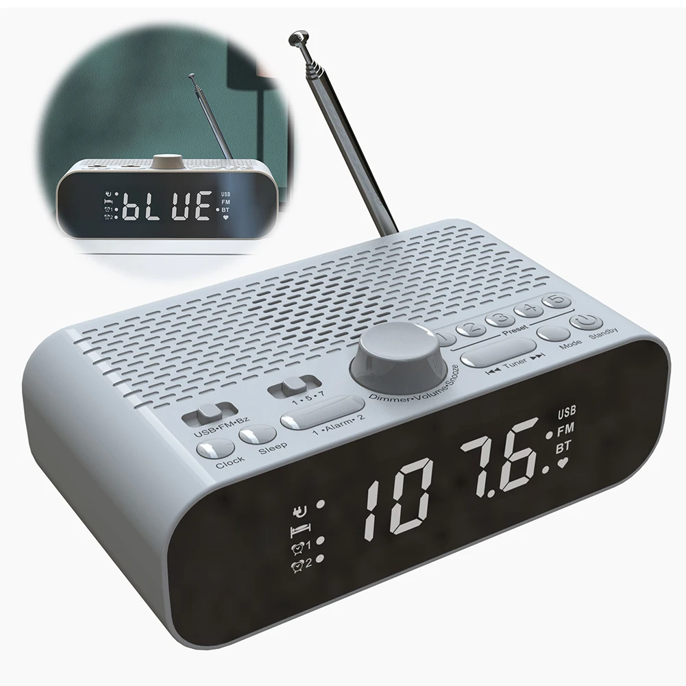 Digital Alarm Clock Radio Rechargeable Battery Operated Radio Digital Alarm Clock Radio with Auto-Off Timer for Home Bedroom