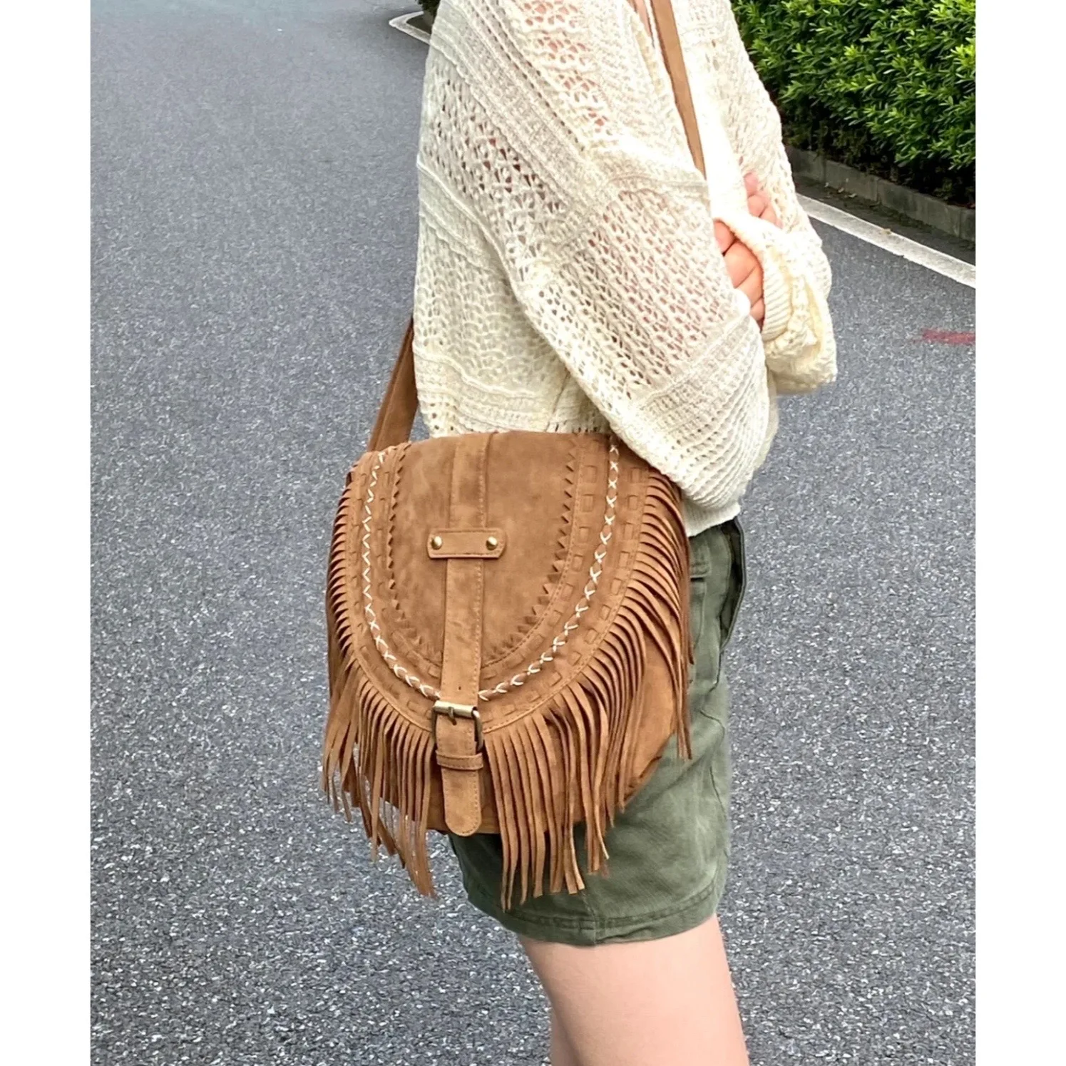 

Designer Brand New High Quality Suede Fashion Trend Fringe Crossbody Bags for Women Vintage Saddle Bag Bolsa Feminina Hot Sale