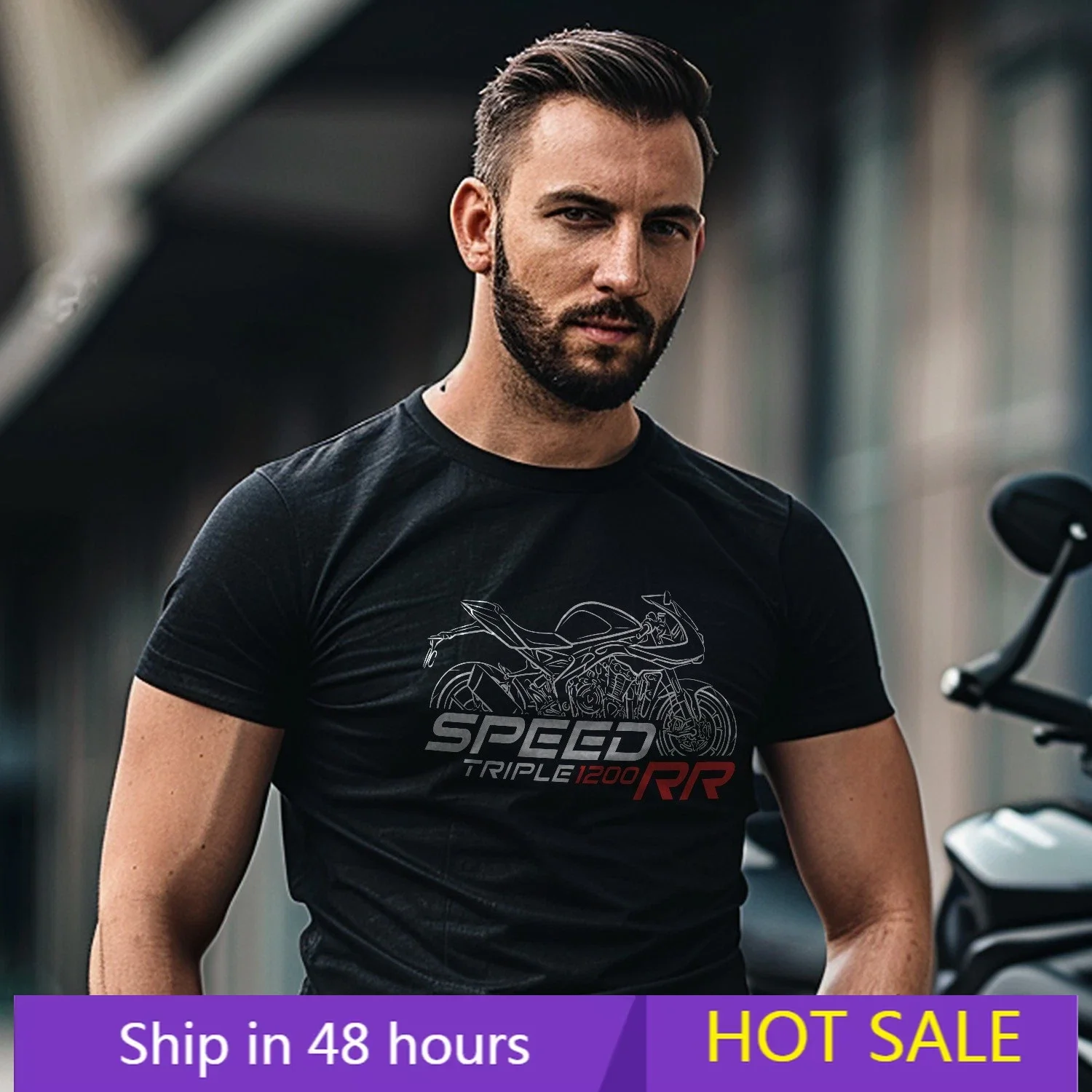 

Summer T-shirts T/.ri.um.phs Speed Triple 1200 RR 22-24 fans - Motorcycle T-Shirt Graphic Short Sleeves Oversized Tee