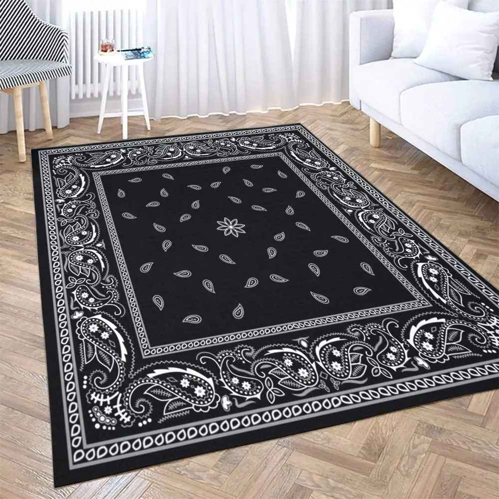 New Style Black Turban Pattern Modern Home Carpet Home Bedroom Carpet Floor Mats Easy-care Carpet Bathroom Non-slip Mat Door Mat