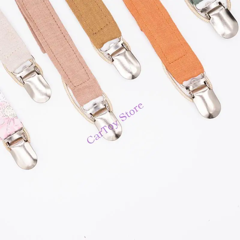 

634F Cotton Linen Pacifier Holders 6 Colors Teethers Attachment Clip and Loop