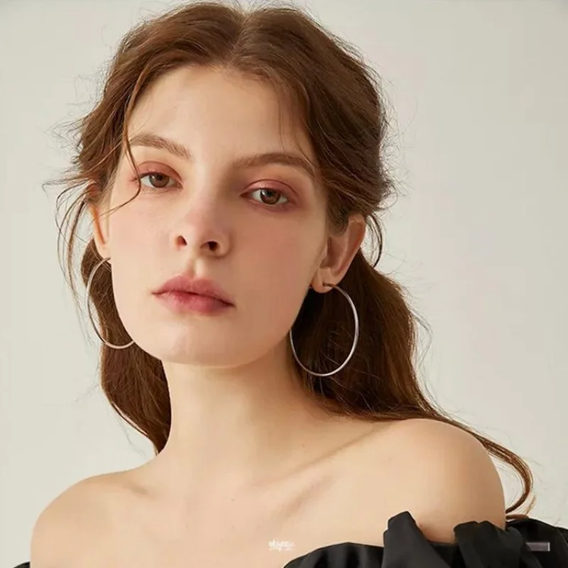 New Fashion Big Circle Hoop Earrings for Women,Gold Plated Hypoallergenic Non Tarnish 40mm-60mm Loop Jewelry