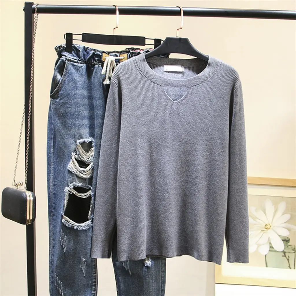 

Женский повседневный модный тонкий свитер большого размера, осенне-зимняя нижняя рубашка для больших размеров, 200 кг