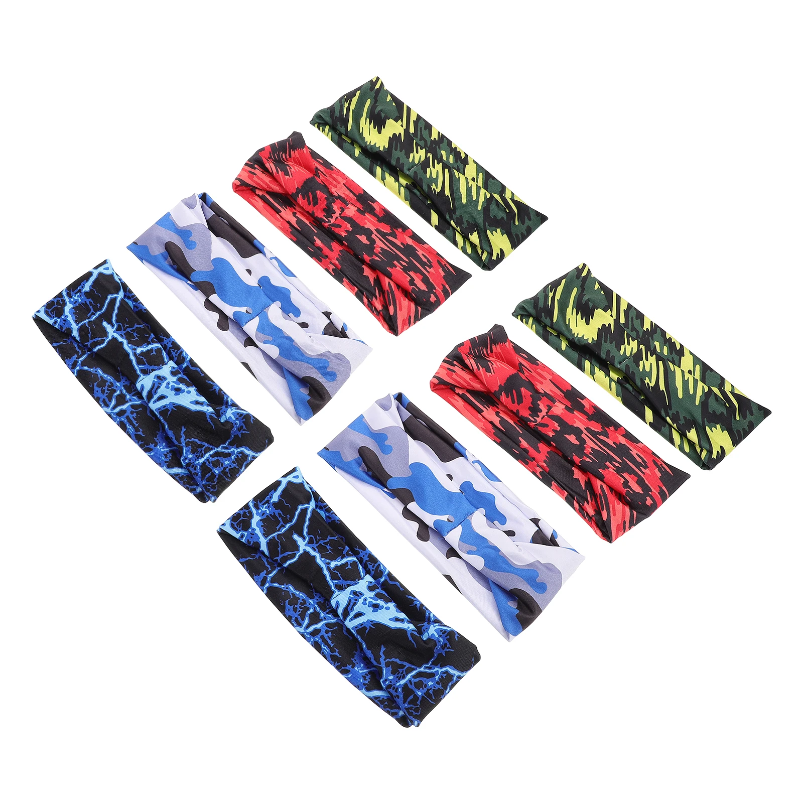 

8Pcs Youth Sweat Headbands Breathable Camouflage Sports Bands Lightweight Fit for Running Basketball Outdoor