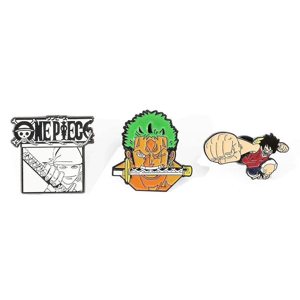 

3 Pcs Creative Roronoa Zoro Brooch Handsome Monkey D. Luffy Enamel Pin Backpack Clothes Jewelry Metal Badges Accessories Gifts