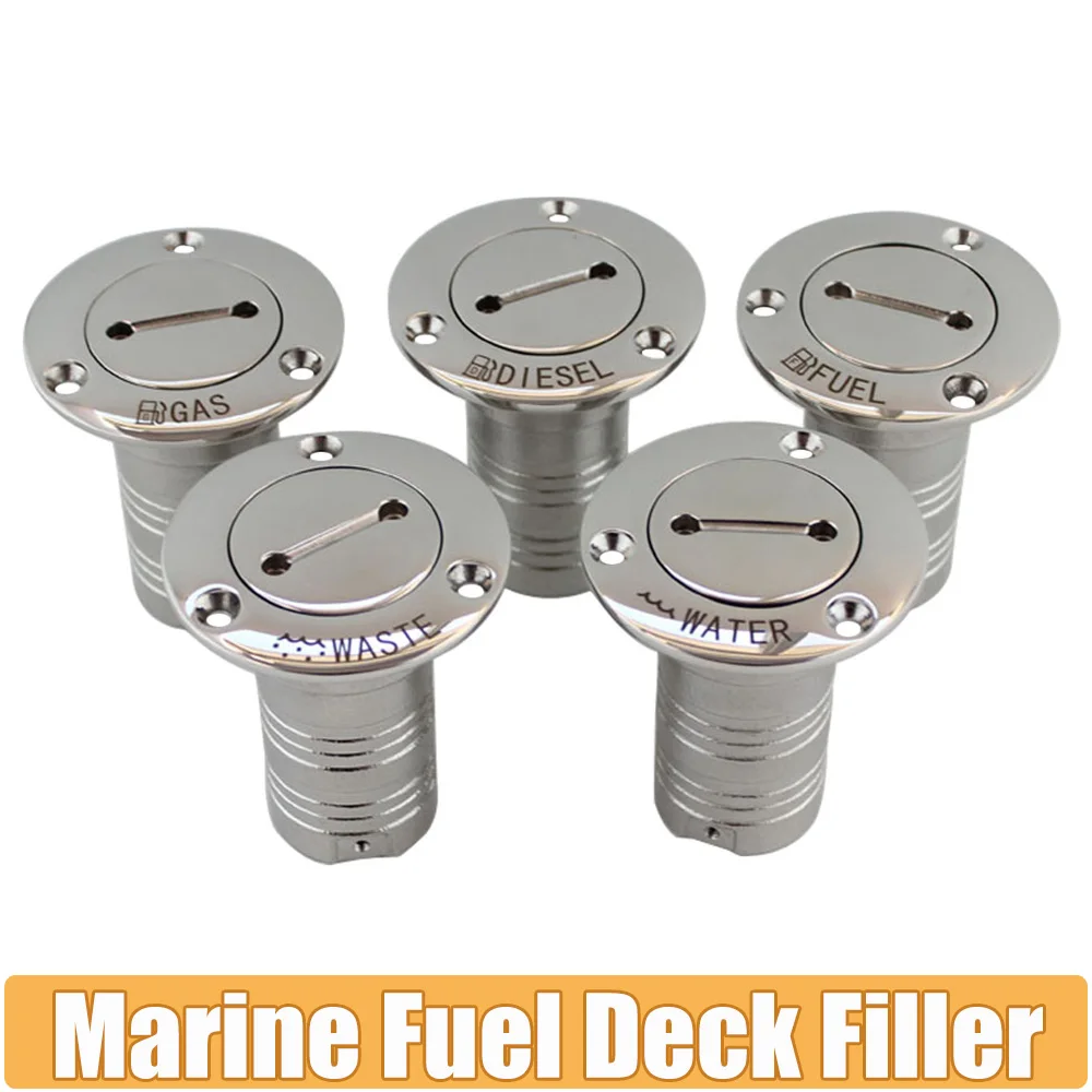 

316 Stainless Steel Marine Boat Hardware Deck Filler GAS DIESEL FUEL WASTE WATER / NO LOGO Key Cap Filler 1.5" and 2" Key Port