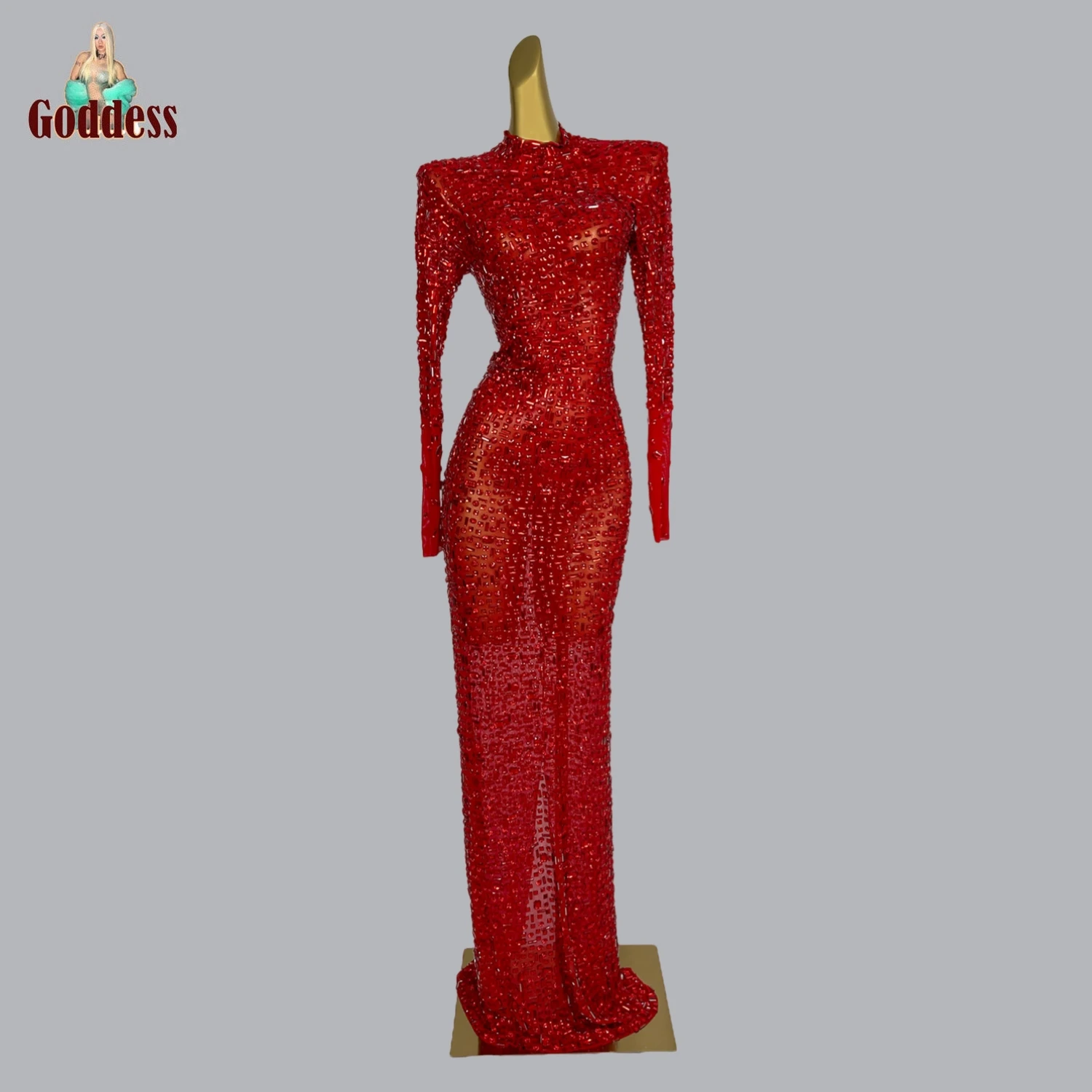 

Singer Stage Outfit Evening Dress Floor-length Dress Attends Banquet Festival Birthday Party Transparent Mesh Sexy Femme Robe