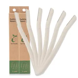 3pcs EZ Eco-friendly Disposable Eyebrow Razors Wheat Straw Highly-Biodegradable Recyclable Safe Hygienic Environment