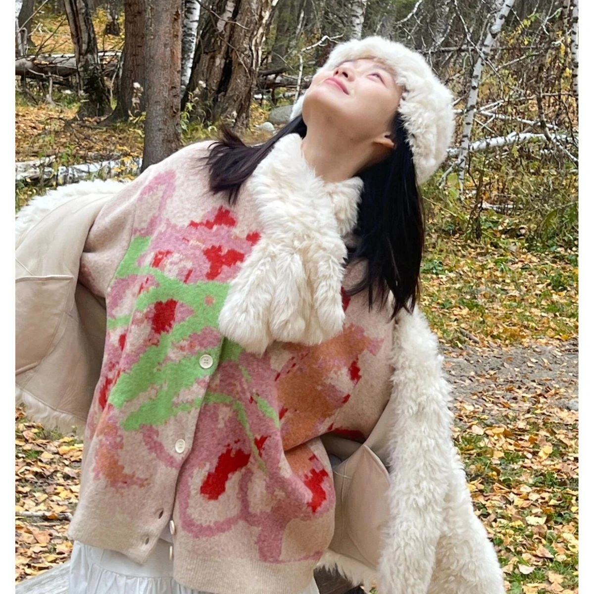 

Высококачественный осенне-зимний свитер-кардиган с круглым вырезом, мягкий и уютный, верхняя одежда в стиле Чэнь Вэй Тин, модный уличный стиль