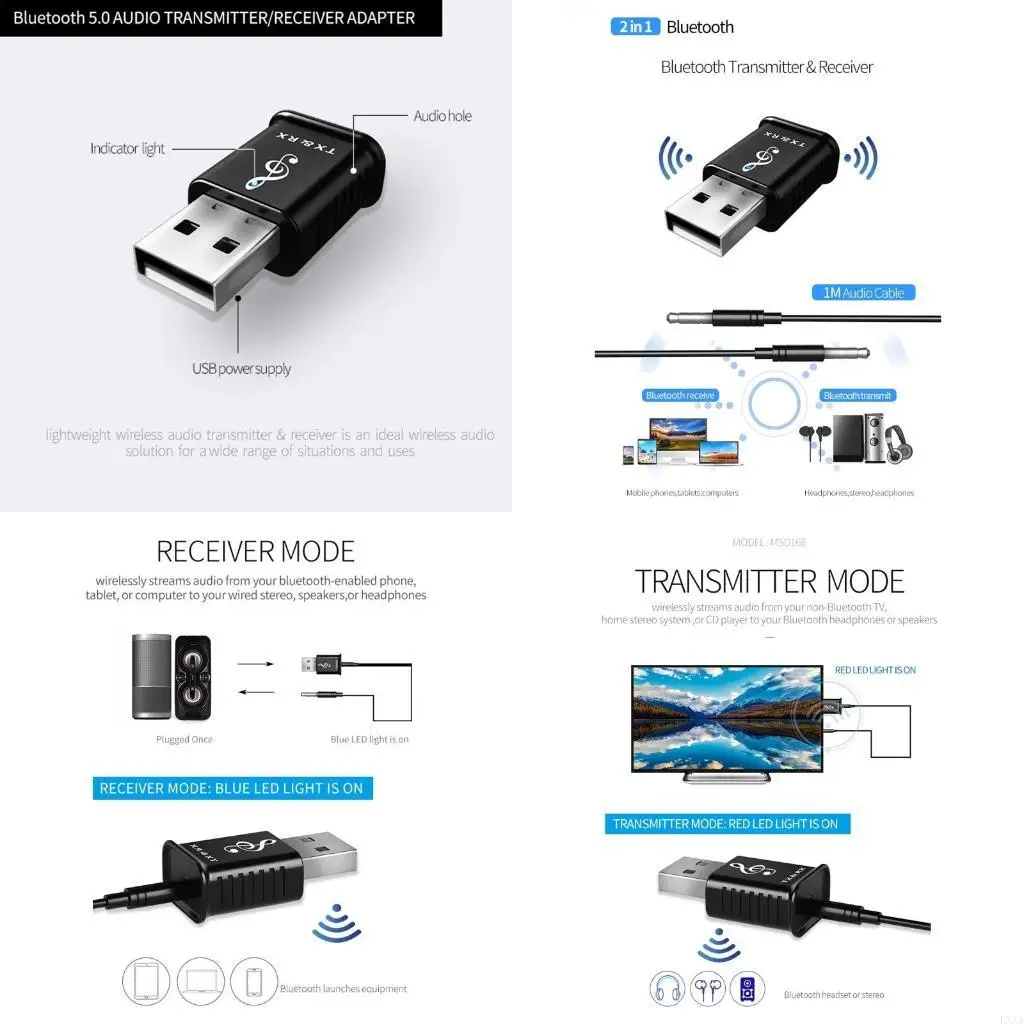 

LXAA 4 в 1 BT-5.0 музыкальный передатчик приемник беспроводной для BT5.0 Connecto