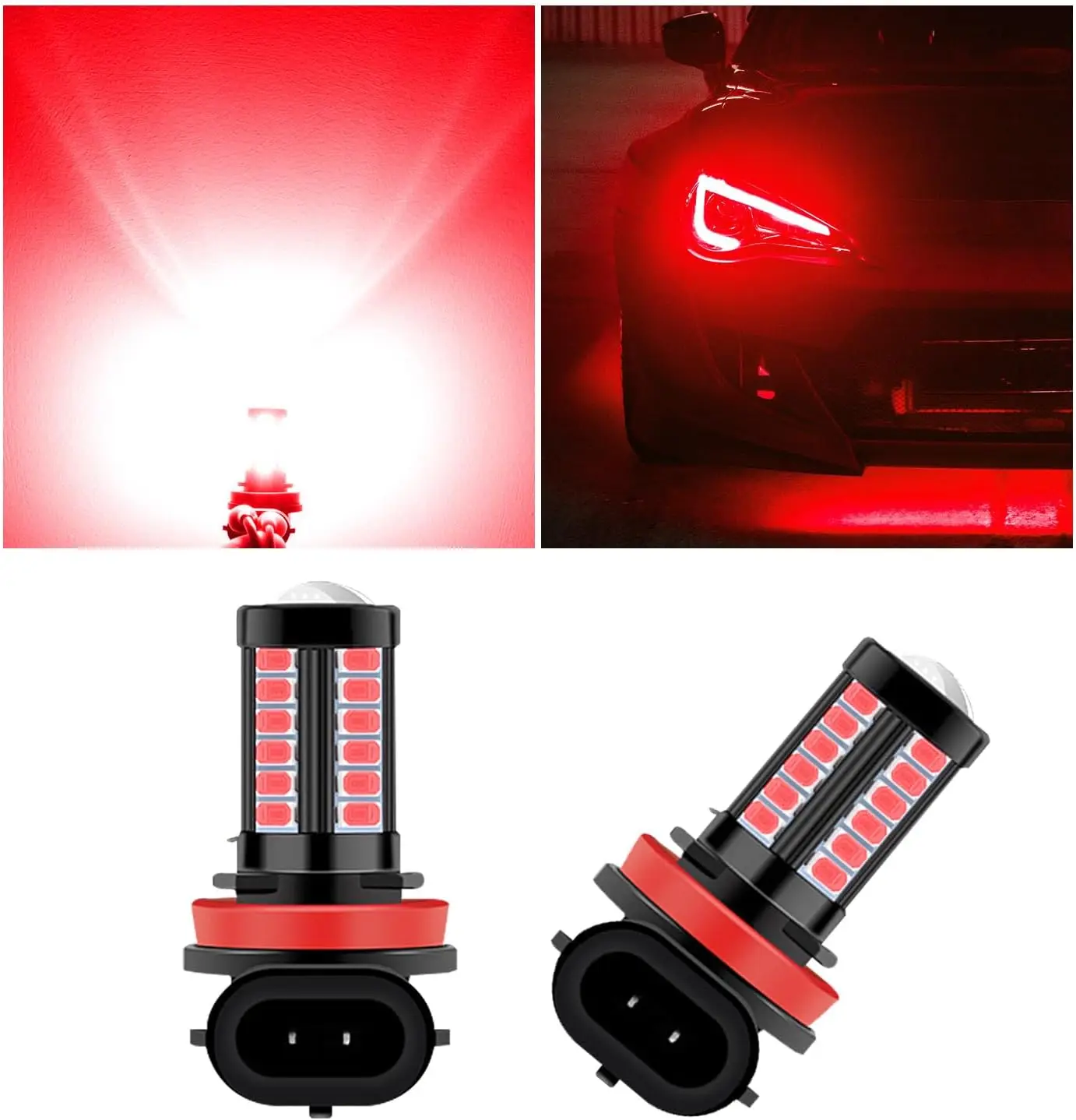 

2 PCS H8 H11 LED Fog Light Bulbs, 12V Plug and Play Car Fog Lights, High Bright H8 H11 LED Chips Fog Lamps Replacements for Most