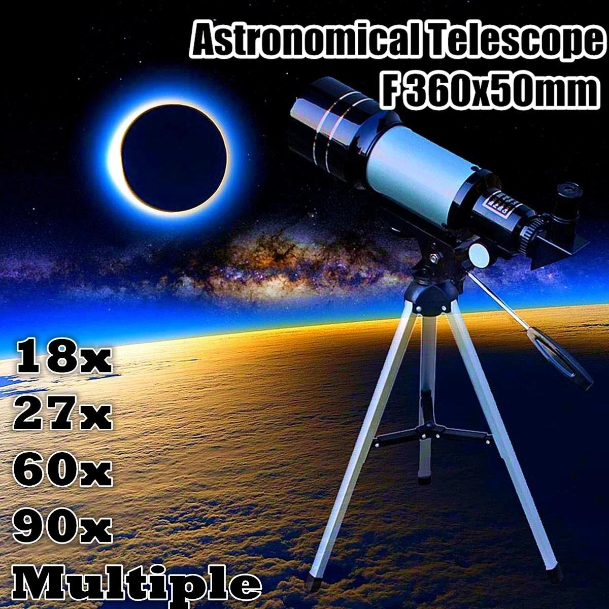 

F360/50mm Refractive Astronomical Telescope Monocular Space Outdoor Travel Spotting Telescope Photography 90x
