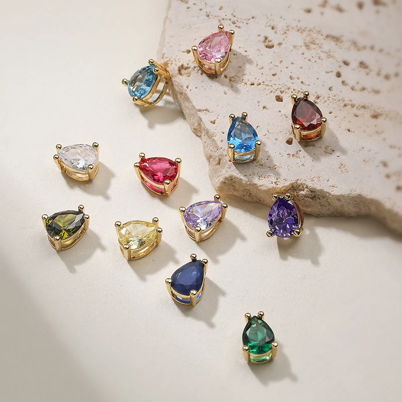 12-Color Birthstone Teardrop Charm Pendant Perfect Choice for Handcrafted Jewelry Wholesale Available