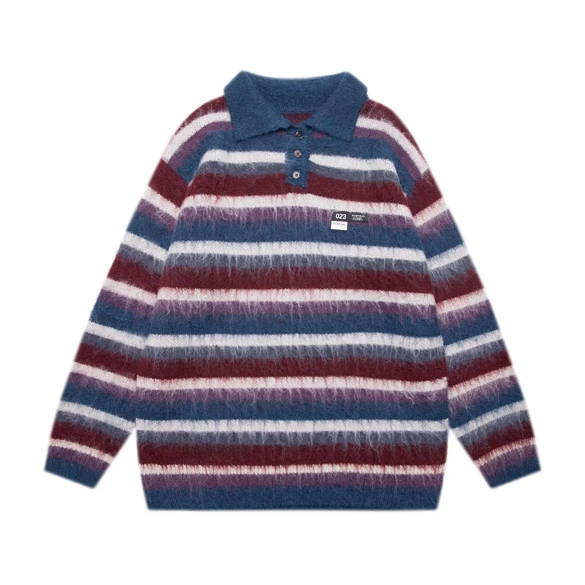 

Американский винтажный свободный свитер в полоску с классическим воротником на осень-зиму, модный топ из полиэфирного волокна