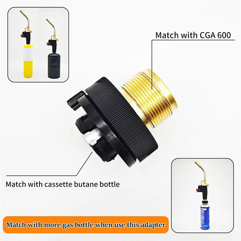 BHBD-Adaptor Tangki Gas CGA600(1In-20UNF) Ke 220G Butance Cartridge Braze Welding MAPP Propana Gas Torch Adaptor Pembakar Pemanas