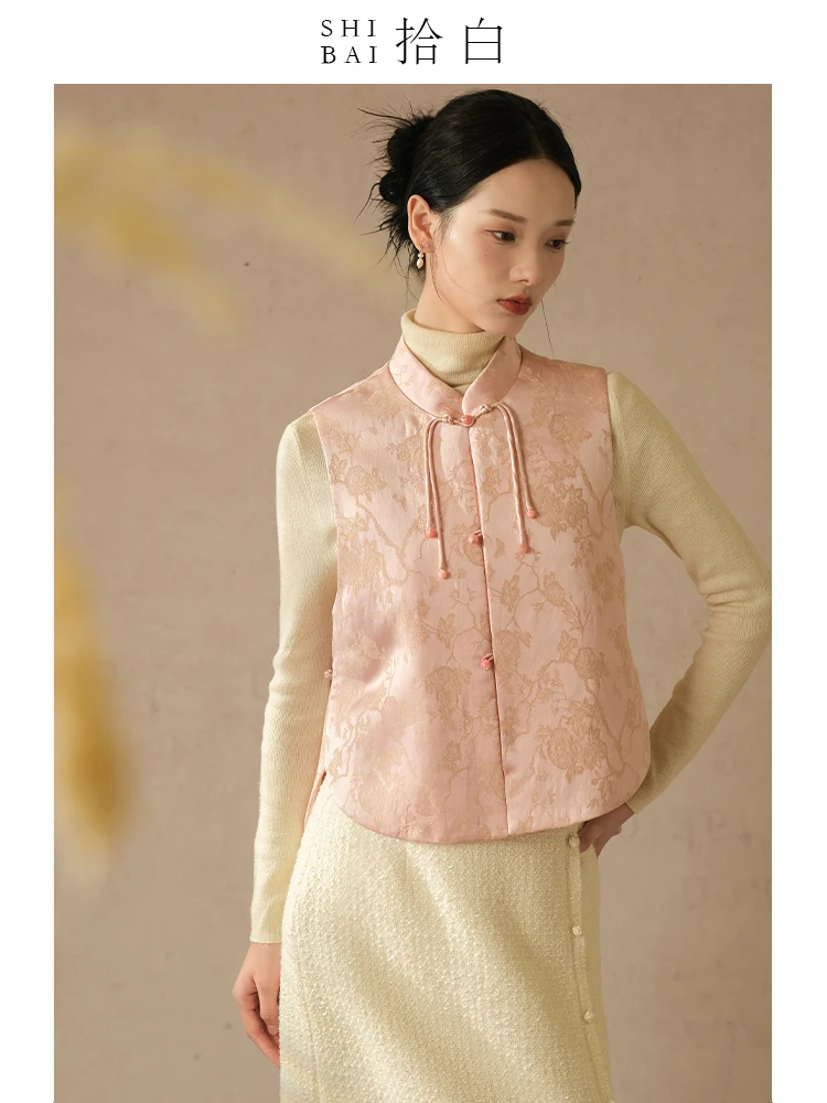 

Новая женская жилетка ibai в китайском стиле, розовая, оригинальная, на пуговицах, весна-осень, этнический модный топ, женская одежда