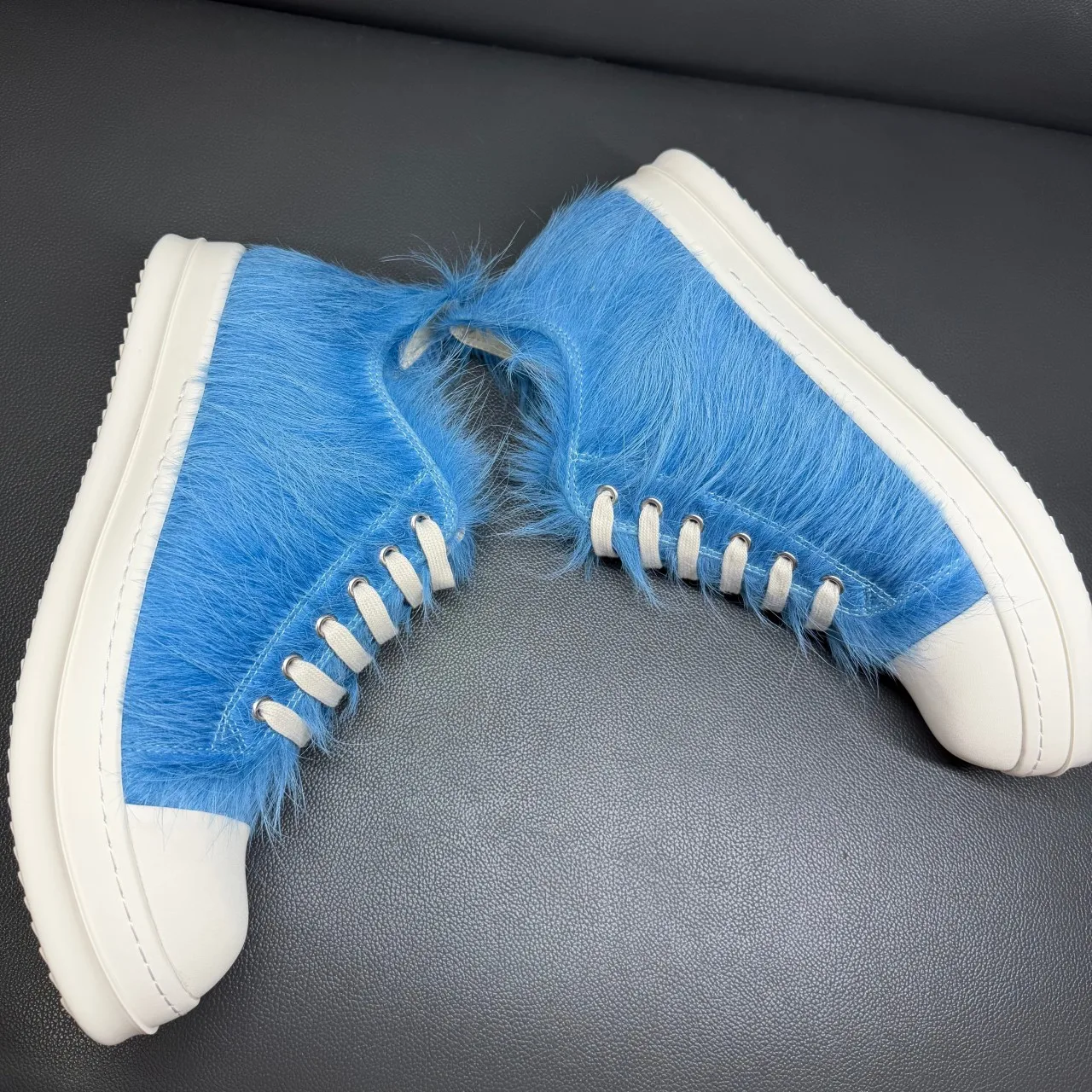 Luxury Brand Low Top Shoes Blue Horsehair Men's Women's Grey Horse Hair Lace-Up Casual Sneakers  Outdoor Comfort Footwear