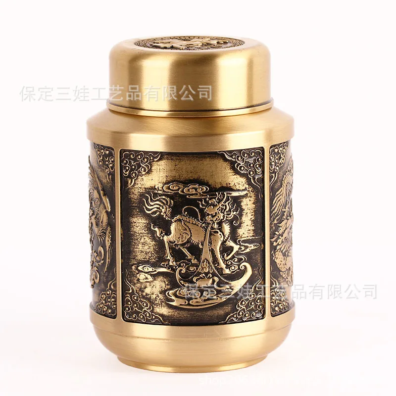 Manufacturer Wholesale Brass Bulk Discount Tea Canister Home Living Room Office Craft Decoration