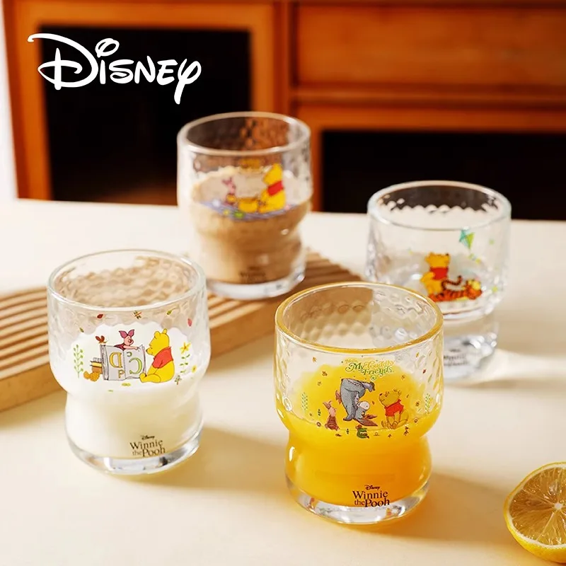 

Disney Cartoon Cute Winnie the Pooh Glass Household Milk Beer Juice Cold Drink Mug Transparent Winnie the Pooh Handy Glasses