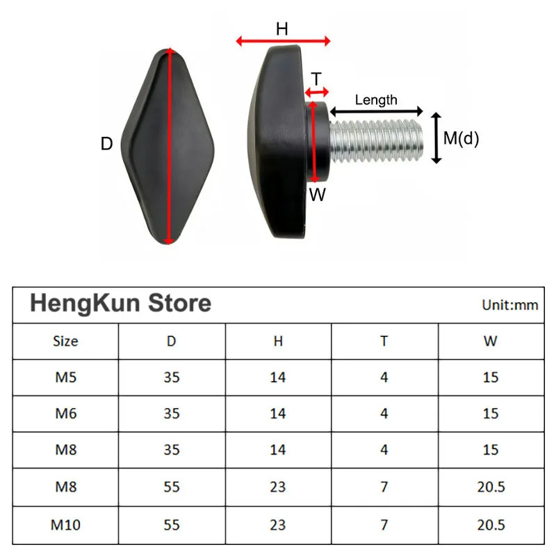 T-shaped Hand Screw M5 M6 M8 M10 T-shaped Handle Screw Solid Rubber Head Adjustment Handle Plastic Bolt