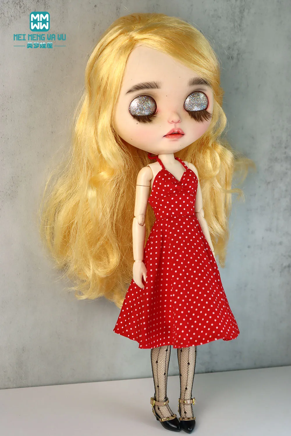 

Одежда для куклы, модное платье, юбка в горошек, подходит для куклы Blyth Azone OB22 OB24, 28 см, игрушки в подарок