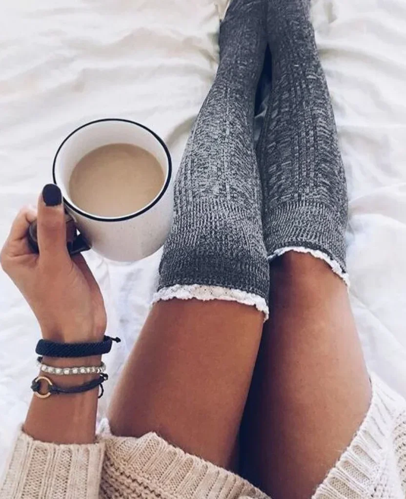 Thick Socks Warm Winter Luxury Women Knee Socks Knitting Thigh High Long Stockings Girls Wool Over Knee Stocking